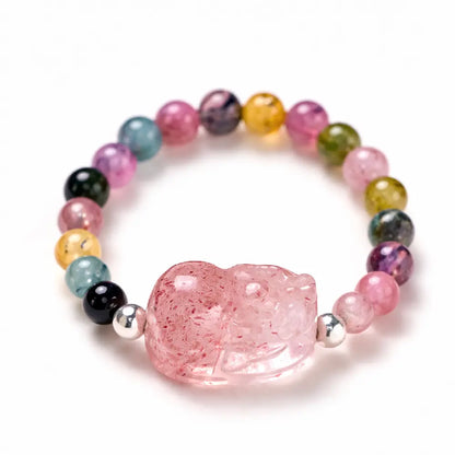 Natural Tourmaline Pixiu Ring – Wealth & Love Luck Taoist Blessing Gift Set with Pearl & Garnet