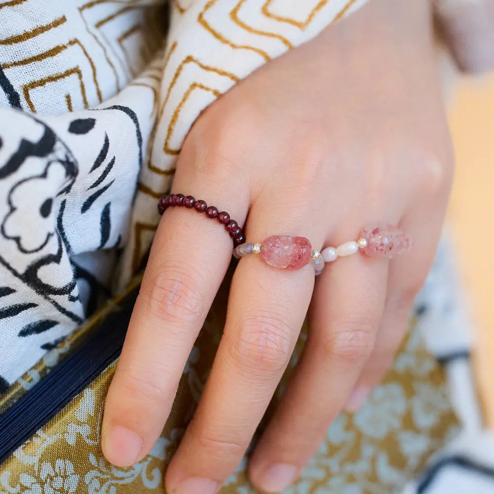 Natural Tourmaline Pixiu Ring – Wealth & Love Luck Taoist Blessing Gift Set with Pearl & Garnet