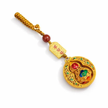 Lucky Taoist Gourd Keychain – Feng Shui Hulu Protection Amulet Car Key Holder Gift Set
