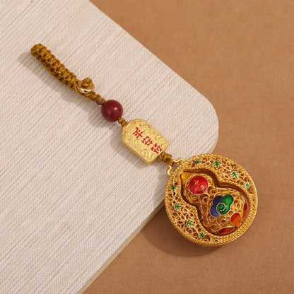 Lucky Taoist Gourd Keychain – Feng Shui Hulu Protection Amulet Car Key Holder Gift Set