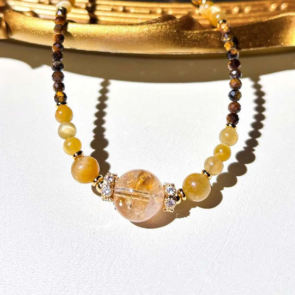 Tiger Eye Energy Necklace – Taoist Wealth, Protection & Balance Crystal Jewelry Gift Set