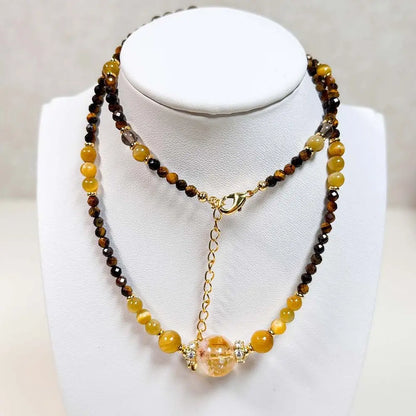 Tiger Eye Energy Necklace – Taoist Wealth, Protection & Balance Crystal Jewelry Gift Set