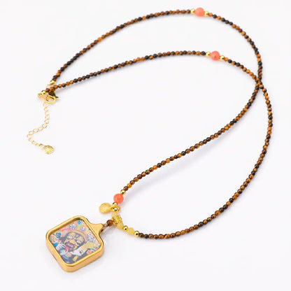 Tiger Eye Zaki Ram Tangka Necklace – Taoist Protection, Luck & Energy Amulet Jewelry Gift Set