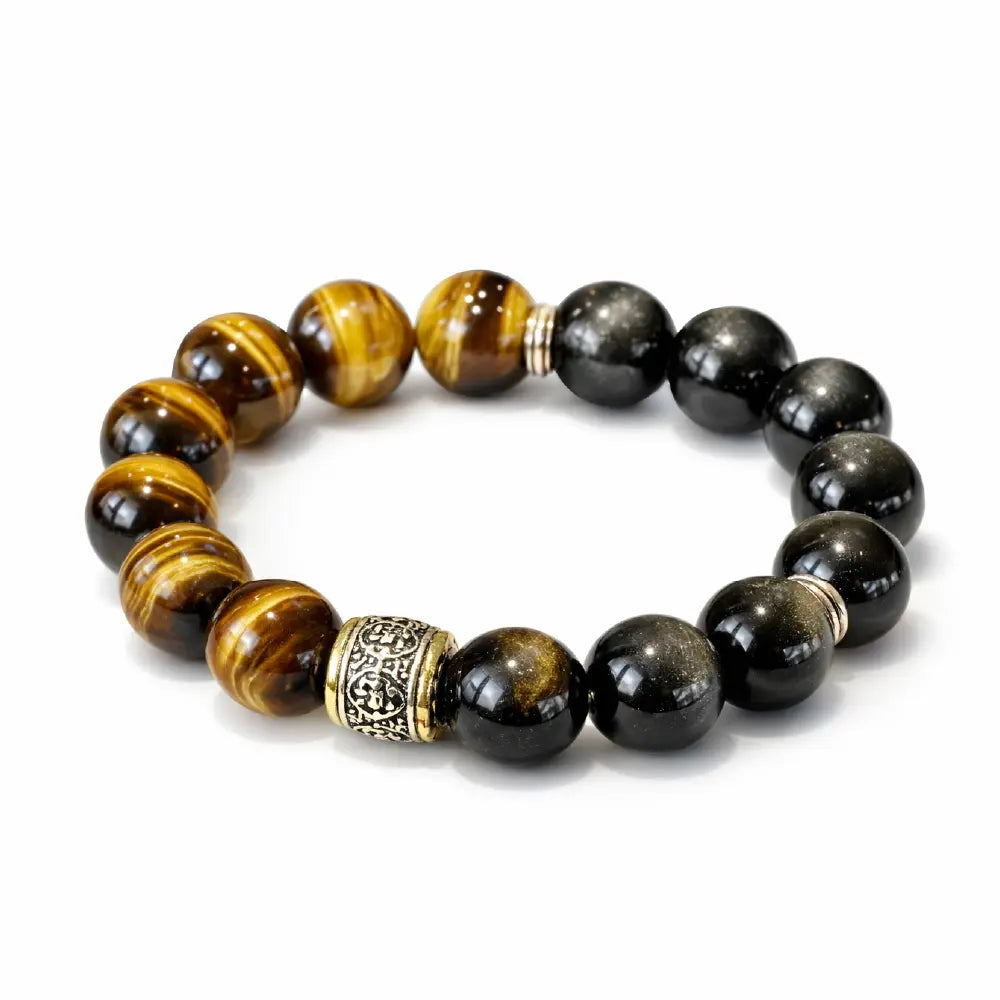 Wukong Energy Bracelet – Natural Tiger Eye & Obsidian Taoist Protection Gift Set for Men