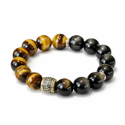 Wukong Energy Bracelet – Natural Tiger Eye & Obsidian Taoist Protection Gift Set for Men