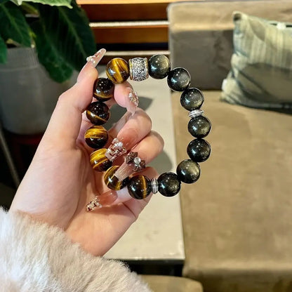 Wukong Energy Bracelet – Natural Tiger Eye & Obsidian Taoist Protection Gift Set for Men