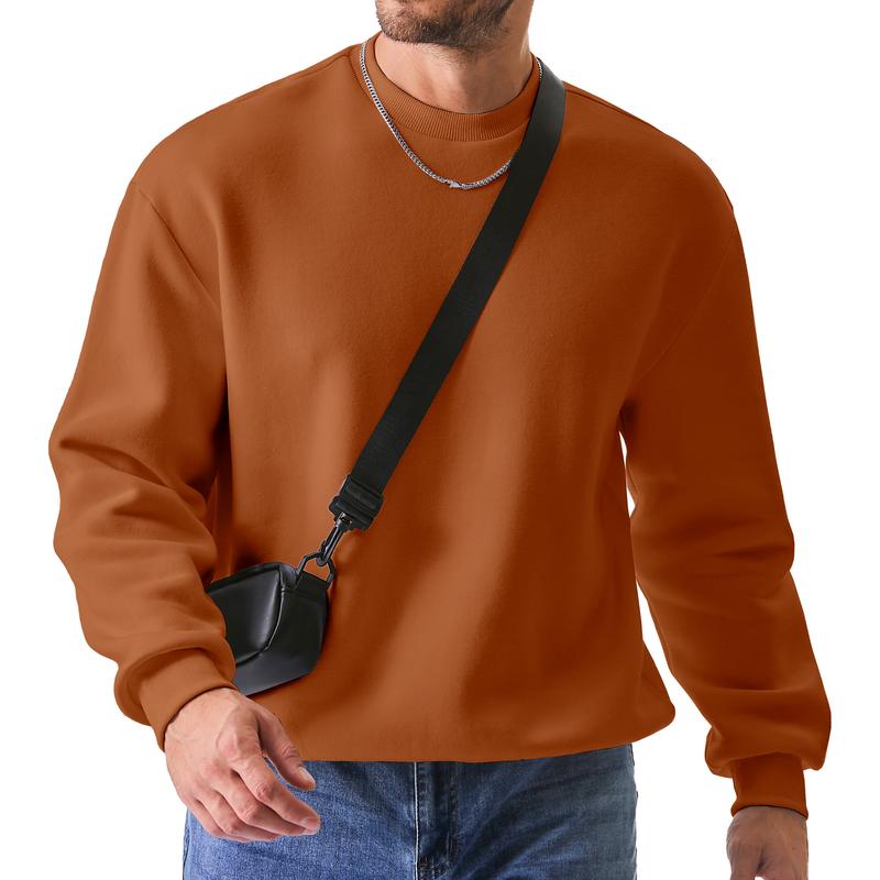 Men's Casual Fleece Long Sleeves Crewneck Sweatshirts Thick Cotton Pullover Sweatshirt for Men