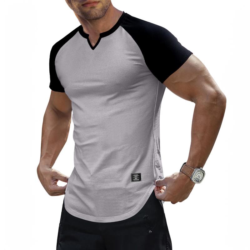 Mens Muscle Slim T Shirt V-Neck Longline Henley Shirt Gym Workout Athletic Tee Shirts, men gifts 