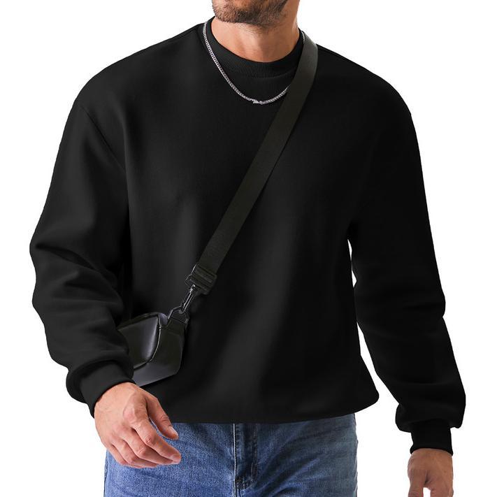 Men's Casual Fleece Long Sleeves Crewneck Sweatshirts Thick Cotton Pullover Sweatshirt for Men