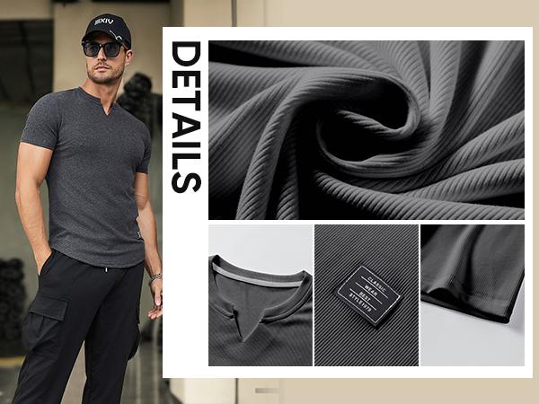 Men's Plain Muscle Slim Fitted T Shirt Polyester V-Neck Longline Shirt Gym Workout Athletic Tee Shirts Menswear Casual Tops,Short Sleeve T-Shirt for Daily Outdoor Wear,Men's Streetwear Outfits