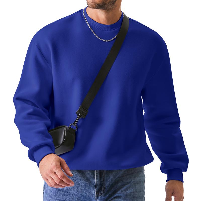 Men's Casual Fleece Long Sleeves Crewneck Sweatshirts Thick Cotton Pullover Sweatshirt for Men