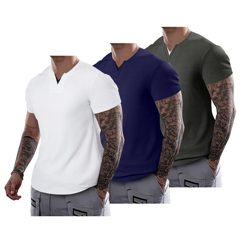 Mens Casual Muscle Slim Fitted T Shirt Short Sleeve V-Neck Soft Tee Shirt,Gym Workout Athletic Menswear Tops,Men's clothing for Daily Wear,Fashion Outfits 2025