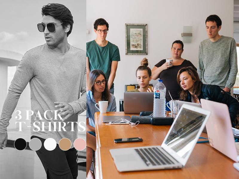 Mens 3 Pack Cotton Hipster Hip Hop Longline Crewneck Sport T-Shirt, Menswear Casual Top for Outdoor Daily Wear