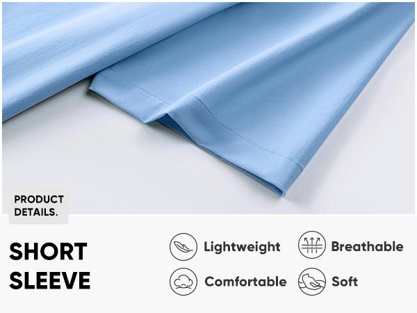 Mens Muscle Fit Dress Shirts Casual Button Down Shirt Short Sleeve Wrinkle-Free Shirts 