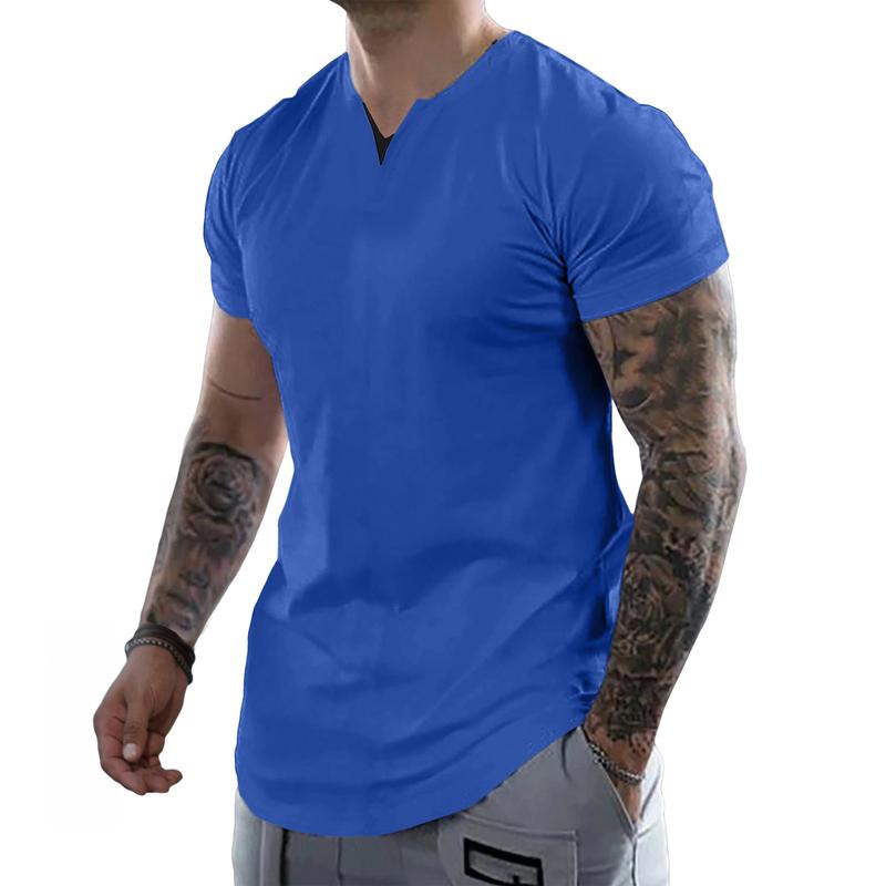 Mens Casual Muscle Slim Fitted T Shirt Short Sleeve V-Neck Soft Tee Shirt,Gym Workout Athletic Menswear Tops,Men's clothing for Daily Wear,Fashion Outfits 2025