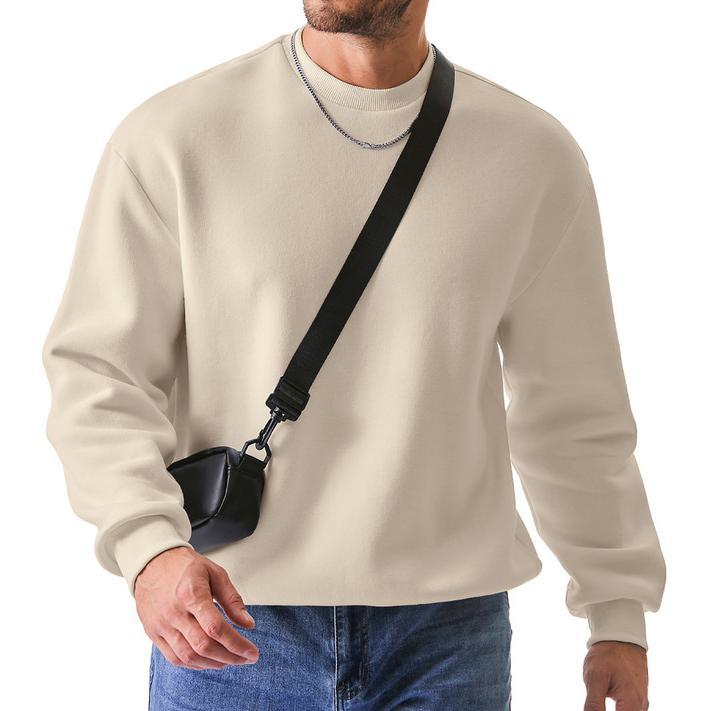 Men's Casual Fleece Long Sleeves Crewneck Sweatshirts Thick Cotton Pullover Sweatshirt for Men