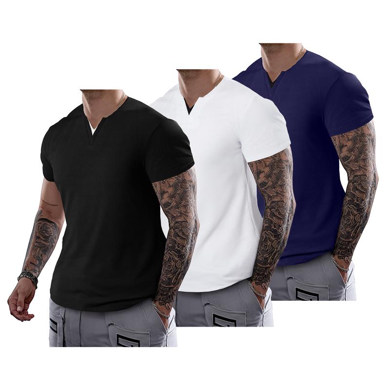Mens Casual Muscle Slim Fitted T Shirt Short Sleeve V-Neck Soft Tee Shirt,Gym Workout Athletic Menswear Tops,Men's clothing for Daily Wear,Fashion Outfits 2025