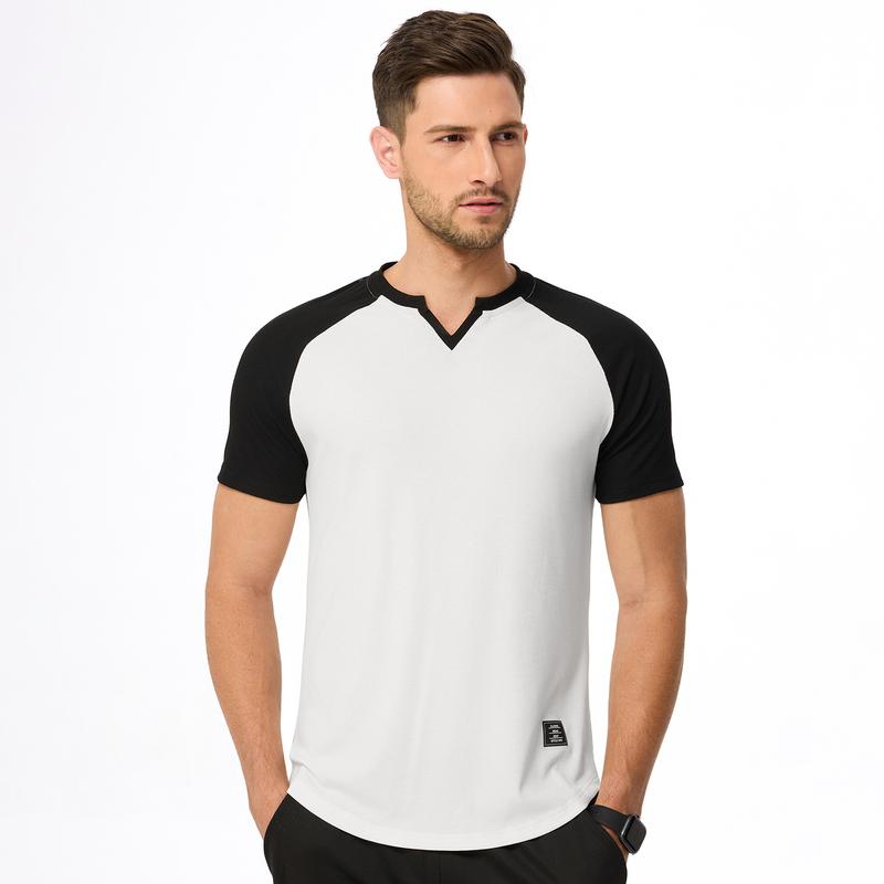 Mens Muscle Slim T Shirt V-Neck Longline Henley Shirt Gym Workout Athletic Tee Shirts, men gifts 