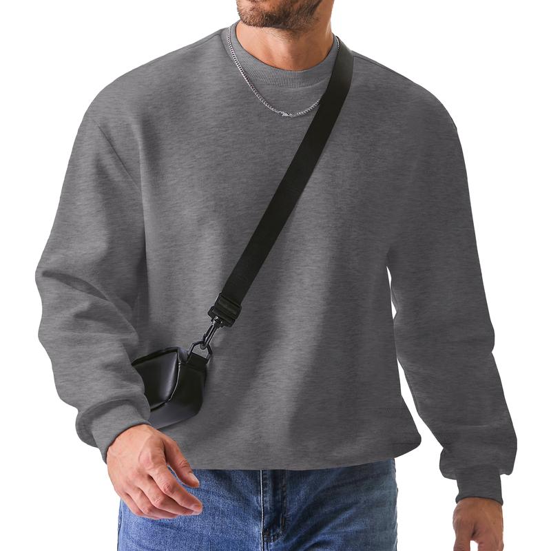 Men's Casual Fleece Long Sleeves Crewneck Sweatshirts Thick Cotton Pullover Sweatshirt for Men