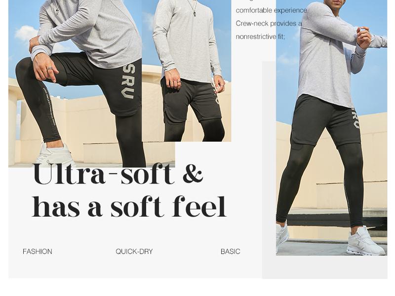 Mens 3 Pack Cotton Hipster Hip Hop Longline Crewneck Sport T-Shirt, Menswear Casual Top for Outdoor Daily Wear