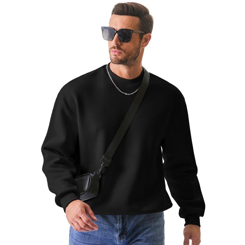 Men's Casual Fleece Long Sleeves Crewneck Sweatshirts Thick Cotton Pullover Sweatshirt for Men