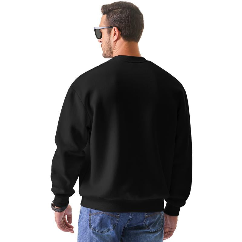 Men's Casual Fleece Long Sleeves Crewneck Sweatshirts Thick Cotton Pullover Sweatshirt for Men