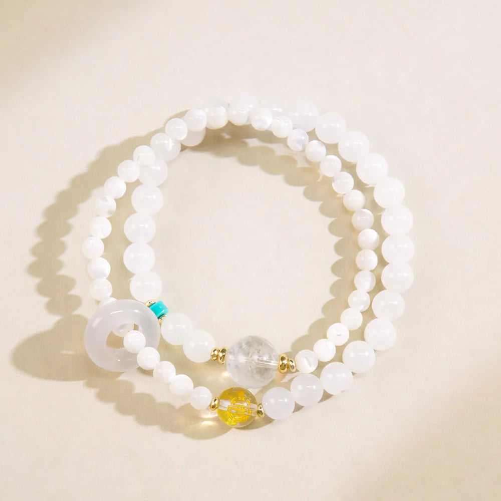 Five Elements Crystal Bracelet – Natural Strawberry Quartz & Agate Wealth & Energy Balance Gift Set