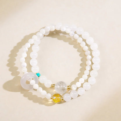 Five Elements Crystal Bracelet – Natural Strawberry Quartz & Agate Wealth & Energy Balance Gift Set
