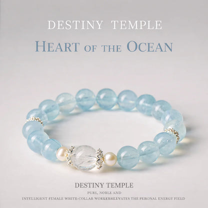 Ocean Serenity Crystal Bracelet Gift Set – Custom Blessing Edition Taoist Energy Jewelry